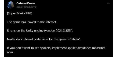 《超级马里奥RPG：重制版》已偷跑！工作室、引擎信息泄露