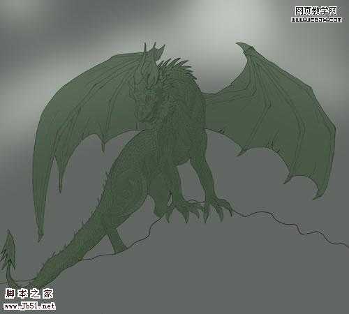 photoshop 鼠绘喷火的绿龙