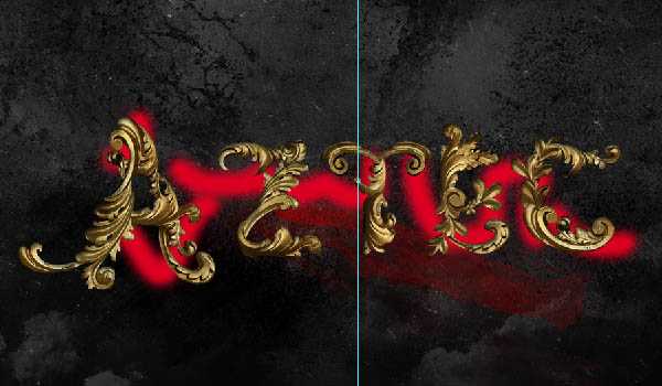 Photoshop制作超酷的金色浮雕花纹字