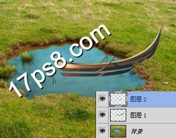 photoshop合成制作池塘边戏水美女