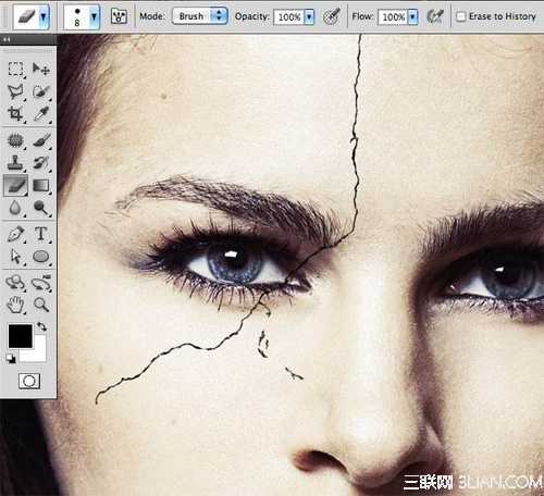 PS为美女脸蛋制作逼真的裂纹教程