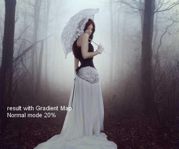 PS合成秋天时节模特打伞场景效果