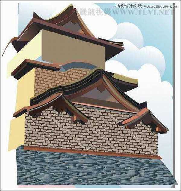CorelDRAW实例教程:绘制中国古典建筑城楼场景画面