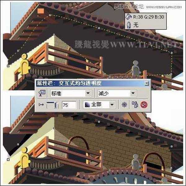 CorelDRAW实例教程:绘制中国古典建筑城楼场景画面