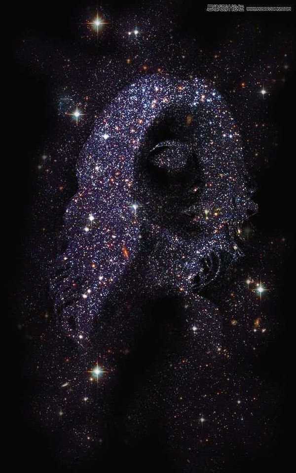 Photoshop制作由星空和星光组成的人像轮廓梦幻效果图