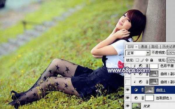 Photoshop为草地人物图片调制出甜美的秋季黄褐色