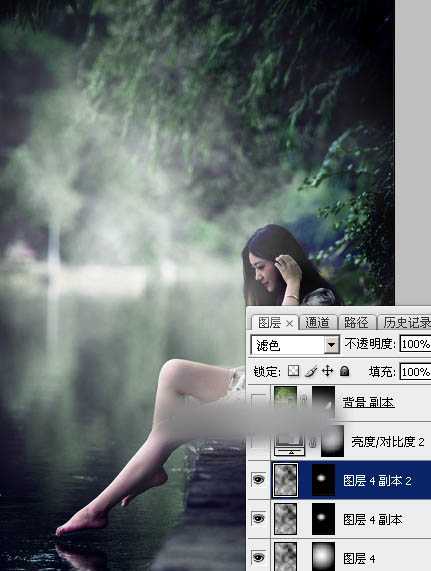 Photoshop将春季人物图片打造出唯美的古典暗绿色效果教程