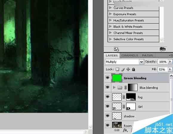 Photoshop合成独自坐在地下室男子的黑暗哥特风格场景