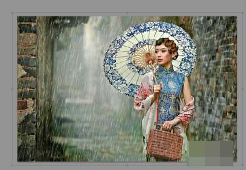 ps怎样制作古风美女撑伞雨中行走的动态效果?